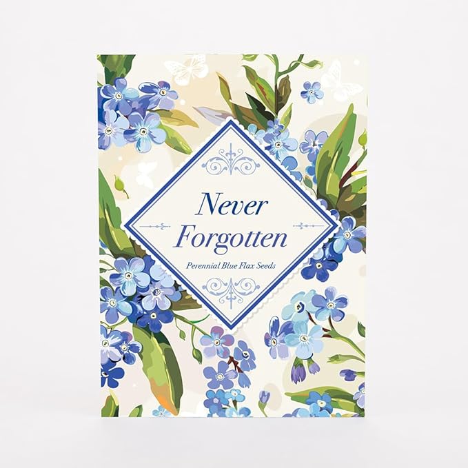 Bentley Seed Co. | Memorial Vintage Gift | Non-GMO, Non-Coated Blue Flax Seed Packets | Memorial & Funeral Keepsake | Linum Lewisii