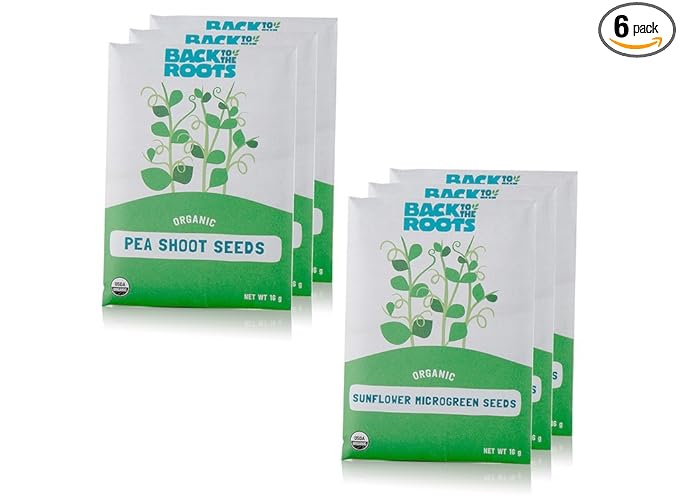 Back to the Roots 810667030377 Microgreen Bundle Sunflower & Organic Pea Shoot Seeds, Certified Organic, 0.56 Ounce (Pack of 6)