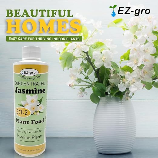 EZ-GRO Professional Liquid Jasmine Fertilizer - 8 oz Bottle | 3:1:2 Concentrated Nutrients for Indoor Plant Food | Houseplant Fertilizer for Jasmine Flowers| Promotes Vibrant Plants & Strong Roots