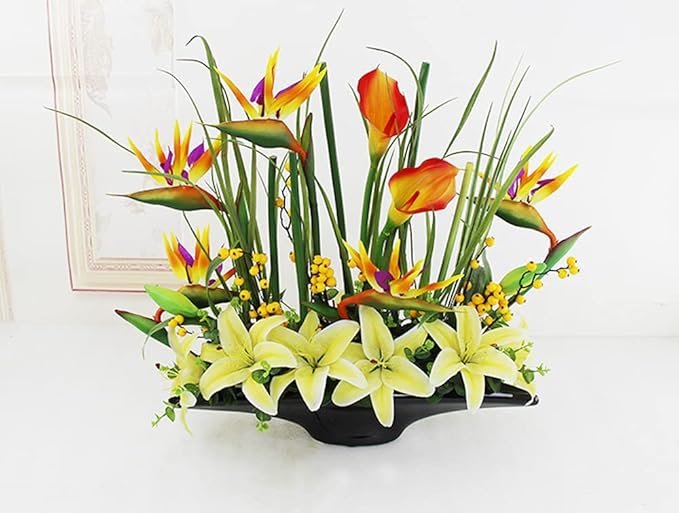 Large Bird of Paradise 32 Inch Permanent Flower,Flower stem 0.3 Inch,Flower Part is Made of Soft Rubber PU,Artificial Flower Plants Flower Arrangement for Home Office 2 Pcs (Red)