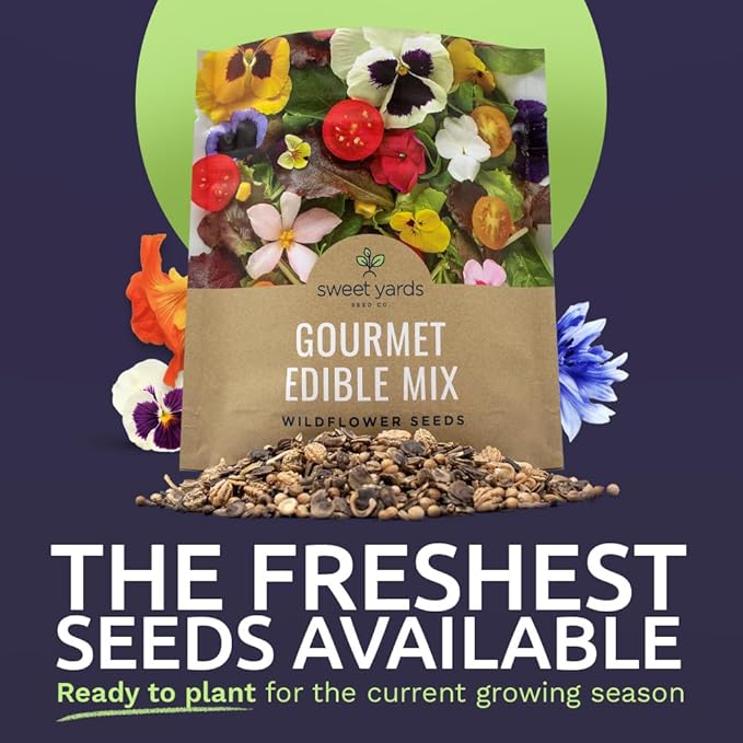 Wildflower Seeds Edible Flowers Mix - 1 Ounce Over 7,000 Open Pollinated Annual and Perennial Seeds