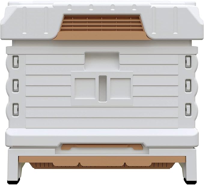 Ergo Insulated 10 Frame Bee Hive Set [NO Frames Included] (Single Hive, White Body Yellow Entrance)