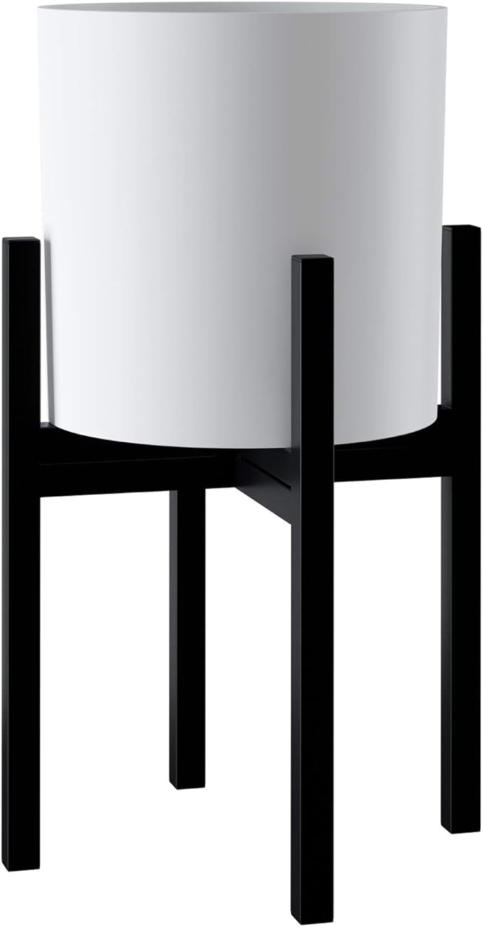FaithLand Mid Century Plant Stand Indoor Outdoor (EXCLUDING 10" Plant Pot), Metal Planter Stand, Potted Plant Holder, Black, Hold Up to 10 Inch Planter - Fits Snake Plant - Upgraded Design.