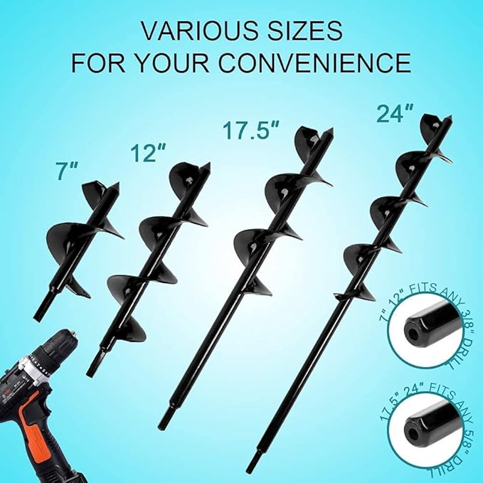 ERYTLLY Bulb Planter, Auger Spiral, Garden Planter Tool 3 x 24 Inch,Rapid Umbrella Hole Digger for Planting Bulb Seedlings Bedding Tulips, and Digging Weeds Roots