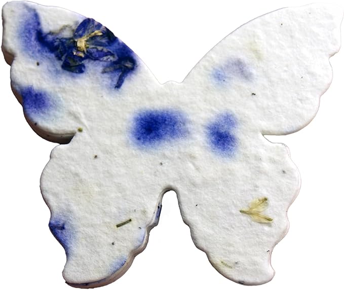 Of The Earth Handmade Paper - Wildflower Seed Paper Butterfly Shape - Large 3" - Set of 24 (04s Purple Petal)