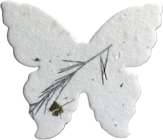 Of The Earth Handmade Paper - Wildflower Seed Paper Butterfly Shape - Large 3" - Set of 24 (36s Fern & Chard)