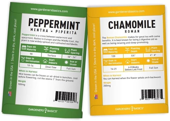 Tea Growing Kit - Includes Medicinal Lavender, Chamomile, Lemon Balm, Peppermint and Echinacea Heirloom Garden Seeds, Grow Pots, Soil, Plant Markers, Indoor Herb Garden Kit Outdoor Tea Garden Kit