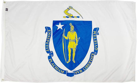 FlagSource Massachusetts Nylon State Flag, Made in the USA, 5x8'