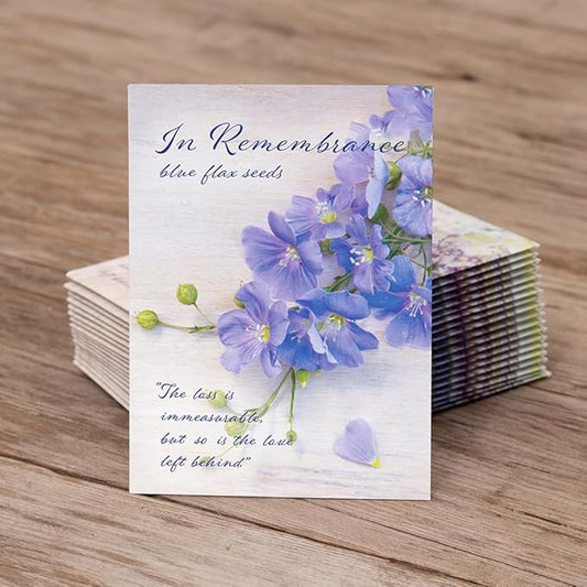 Bentley Seed Co. | in Remembrance Love Left Behind | Non-GMO, Non-Coated Blue Flax Seed Packets | Memorial & Funeral Keepsake | Linum Lewisii