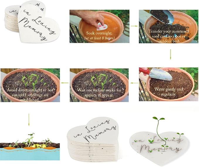 Plantable Wildflower Seeds Paper Heart Shaped with in Loving Memory- 50 Recycled Sympathy Gifts for Loss of Father Mother Loved One- Funeral Memorial Seed Paper Packets for Guest(NO Cards Included)