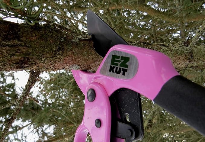 EZ Kut Original Ratcheting Pruner Kit with Molded Ballistic Nylon Sheath and Carbide Blade Tool, Pink and Black