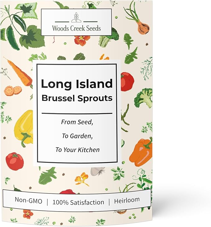 Long Island Brussels Sprout Seeds for Planting, Over 900 Seeds for Growing Indoors or Outdoors - Non-GMO, Heirloom - Woods Creek Seeds