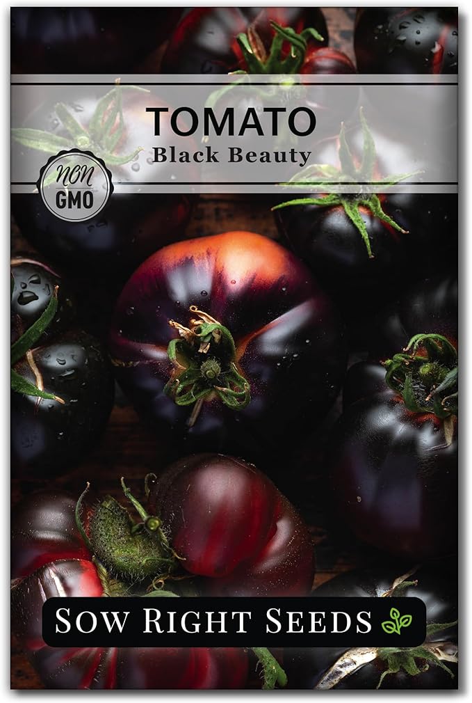 Sow Right Seeds - Black Beauty Tomato Seeds for Planting - Non-GMO Heirloom Packet with Instructions to Plant an Outdoor Home Vegetable Garden - Rare Deep Purple Slicing Variety - Sweet Flavor (1)