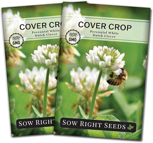 Sow Right Seeds - White Dutch Clover Seed for Planting - Cover Crops to Plant in Your Home Garden - Nitrogen Fixer - Suppress Weeds - Attracts Pollinators - Non-GMO Heirloom Seeds - Gardening Gift (2)