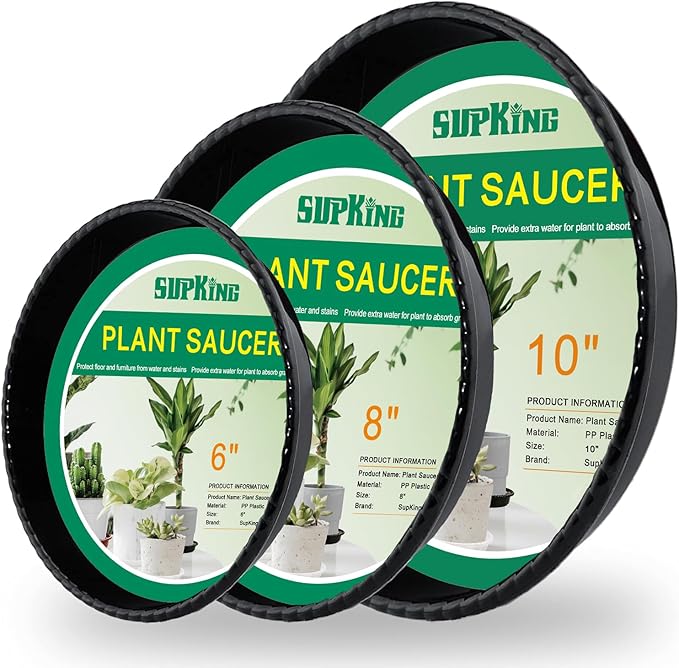 9 Packs Black Plant Saucers (6 inch /8 inch /10 inch) inch Plastic Plant Trays Thicker Sturdier Plant Pot Saucers Stronger Flower Pot Tray for Indoor Outdoor- Black