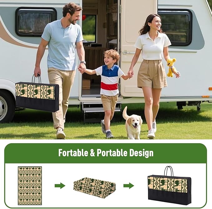 WILDROOTS 5x8 Feet Plastic Tropical Green Outdoor Rug, Stain Resistant Waterproof Reversible Outdoor Patio Rug, Fade Resistant Camping Rug