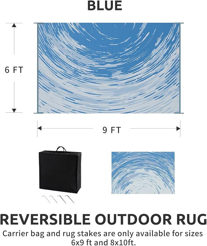 COCOER Modern Outdoor Rug 6x9 Reversible-Waterproof Outdoor Patio Rug-Quick Dry Outdoor Area Rugs Indoor Outdoor Rugs-Outside Rug Patio Decor for Porch Deck Balcony Backyard