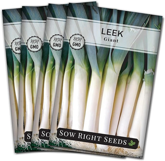 Sow Right Seeds - Giant Leek Seeds for Planting - Non-GMO Heirloom Packet with Instructions to Plant and Grow an Outdoor Home Vegetable Garden - Large Green Chive Onion - Cook Asian Cuisine (4)