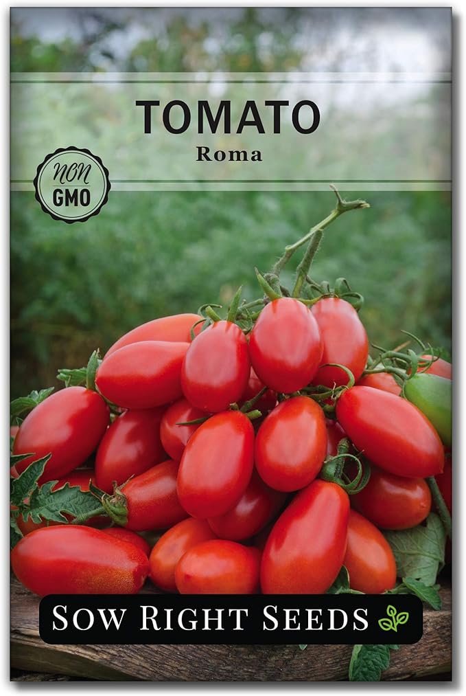 Sow Right Seeds - Roma Tomato Seeds for Planting - Non-GMO Heirloom Packet with Instructions to Plant a Home Vegetable Garden - Classic Medium Red Tomato - Great for Sauce Making (1)