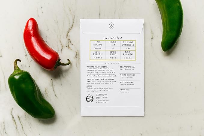 Sereniseed Certified Organic Hot Pepper Seeds (10-Pack) – Non GMO, Open Pollinated – Jalapeño, Cal Wonder, Black Hungarian, Serrano, Thai Hot, Red Habanero, Poblano, Cayenne and More