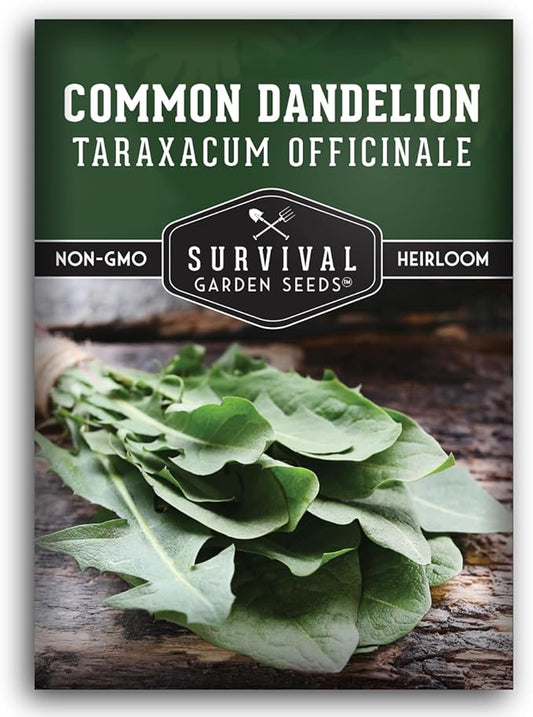 Survival Garden Seeds Common Dandelion Seeds for Planting - 1 Packet with Instructions to Plant & Grow Nutritious Dandelion Greens in Your Home Herb or Vegetable Garden - Non-GMO Heirloom Variety Seed