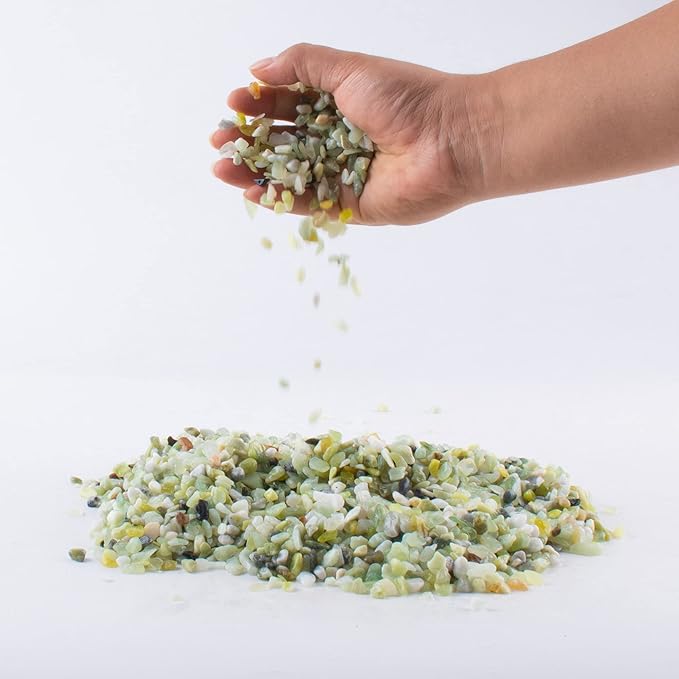 18lb Jade Bean Sand Stone-Succulents and Cactus Bonsai DIY Projects Rocks,Decorative Gravel for Plants and Vases Fillers,Fairy Gardening,Natural Stone Top Dressing for Potted Plants (5mm-8mm)