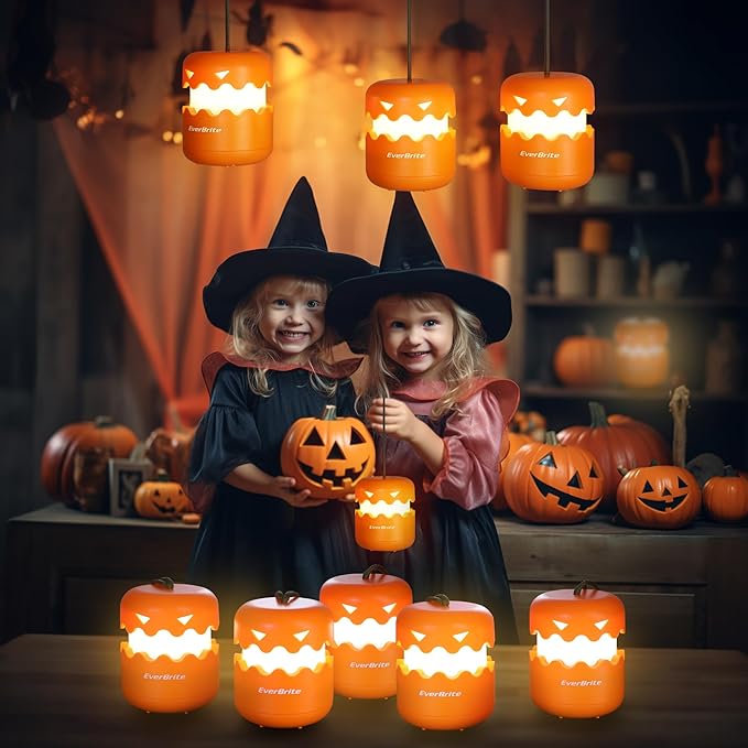 EverBrite 3-Pack Halloween Pumpkin Lantern & 3-Pack Halloween Hanging Ghost Lights