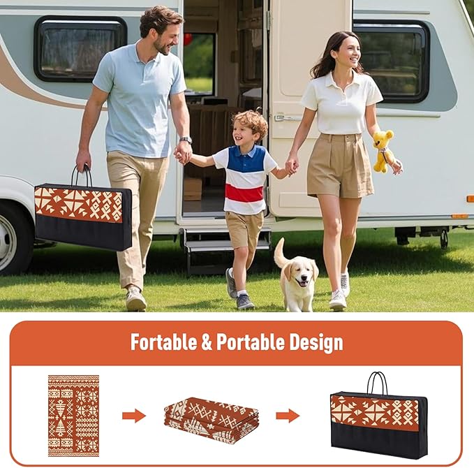 WILDROOTS 5x8 Feet Plastic Exotic Red Outdoor Rug, Stain Resistant Waterproof Reversible Outdoor Patio Rug, Fade Resistant Camping Rug