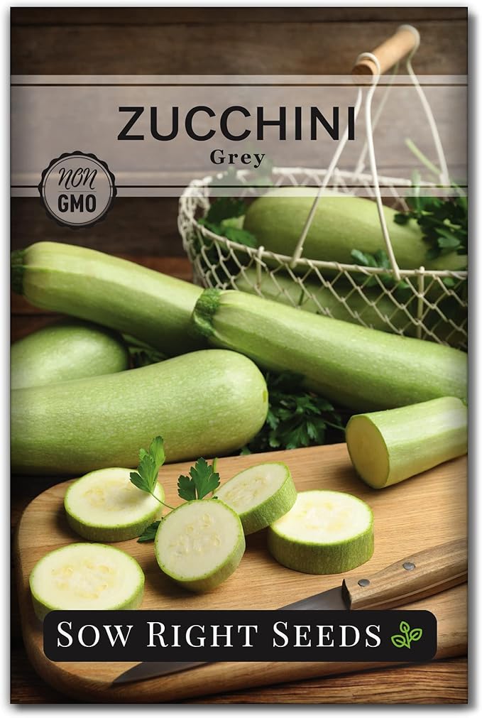 Sow Right Seeds - Grey Zucchini Seed for Planting - Non-GMO Heirloom Packet with Instructions to Plant a Home Vegetable Garden - Vigorous Summer Squash - Mexican Zucchini Good for Large Containers (1)