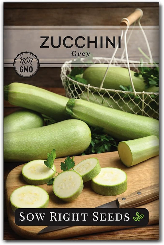 Sow Right Seeds - Grey Zucchini Seed for Planting - Non-GMO Heirloom Packet with Instructions to Plant a Home Vegetable Garden - Vigorous Summer Squash - Mexican Zucchini Good for Large Containers (1)
