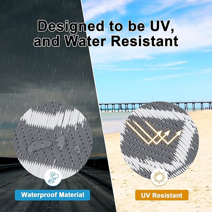 HEBE Outdoor Rug Waterproof 6x9, Reversible Plastic Straw Rug RV Camping Rug, Indoor Outdoor Patio Mat Clearance, Outside Carpet for Porch,Deck,Camper,Balcony,Backyard,Picnic