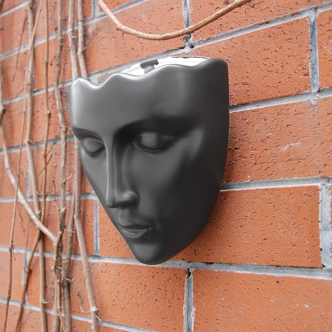 Face Vase,Ceramic Female Form Vase,Modern Sculpture Planter Pot,Human Face Dried Flower Shaped Vase,Wall Hanging Plant Pot for Home Decor Centerpieces, Office or Outdoor Hanging Decor