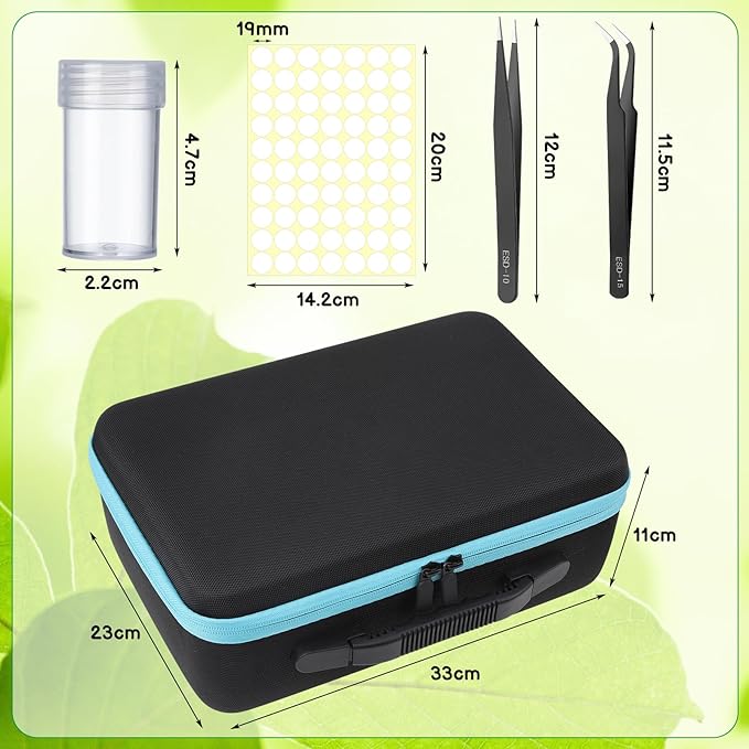 XLSXEXCL120 Slots Seed Storage Organizer Sturdy Seed Organizer Storage Box Plastic Storage Containers, Label Stickers, Funnel, Straight and Curved Tip Tweezers for Flower Vegetable Plants Garden