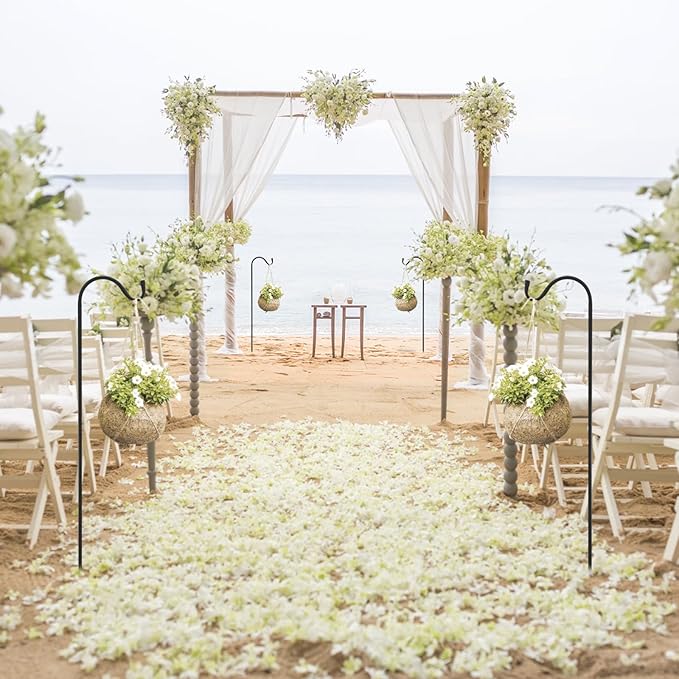 MIXXIDEA 37” Inch Heavy Duty Garden Shepherds Hooks for Outdoor Height Adjustable Plant Hangers Outdoor Shepherds Hook for Bird Feeders, Lanterns,Outdoor Décor, Plants, Wedding, Garden (37inch 8PK)