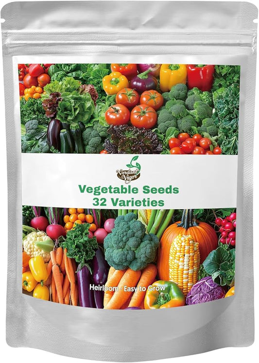 32 Varieties Vegetable Seeds for Planting, 8,600+ Heirloom Seeds Gift Pack, Non-GMO Veggies Seed Garden Kit for Indoor Outdoor Growing, Home Fresh Food Vegetable Supply