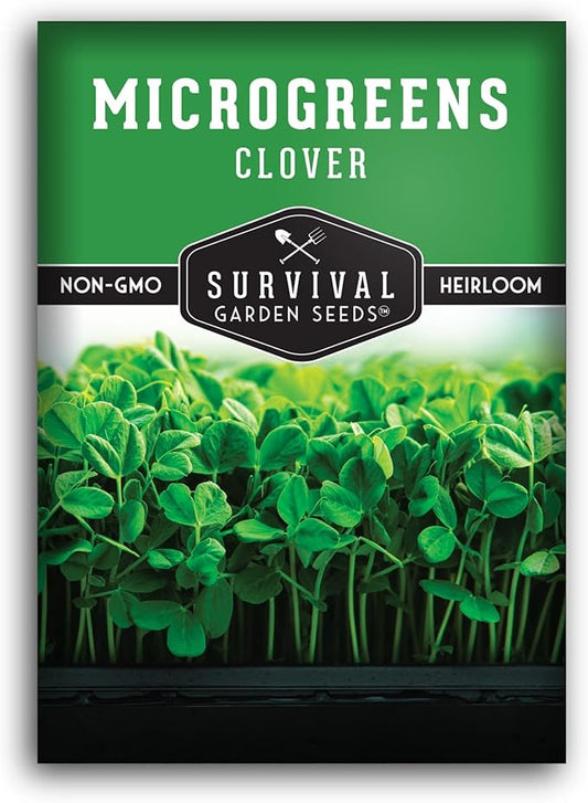 Survival Garden Seeds 1 Pack Clover Microgreens Seeds for Planting & Growing Indoors – Plant Green Leafy Micro Herbs Indoors – Non-GMO Heirloom – Grow a Salad on Your Window Sill