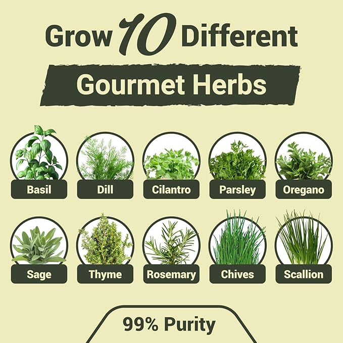 10 Herb Garden Planter Indoor Kit, 44pcs Complete Kitchen Herb Starter Set Including Burlap Pots, Markets, Soil Discs, Gardening Tools, Unique Easter/Birthday/Christmas Gift Ideas for Women, Mom