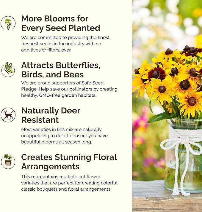 Eden Brothers Michigan Wildflower Mixed Seeds for Planting, 1 oz, 30,000+ Seeds with Cornflower, Sweet William, Cosmos | Attracts Pollinators, Plant in Spring or Fall, Zones 3, 4, 5, 6, 7, 8, 9, 10