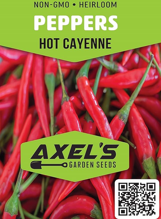 Cayenne Pepper Seeds for Planting Outdoors | Non GMO Heirloom Seed Packets | Full Planting Instructions to Plant & Grow Vegetables in Home Garden | 100 Cayenne Pepper Seeds Per Packet, 2 Packets