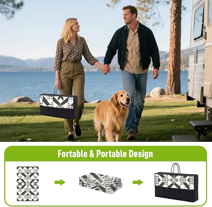 WILDROOTS 5x8 Feet Houndstooth Plastic Outdoor Rug, Stain Resistant Waterproof Reversible Outdoor Patio Rug, Fade Resistant Camping Rug