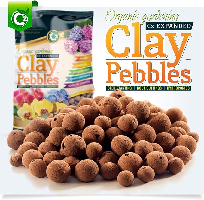 Expanded Clay Pebbles Grow Media for Orchids, NFT DWC Hydroponics, Aquaponics, Aquaculture LECA Plant Garden Soil Conditioner Amendment Ceramsite Aggregate (10 LB Cz Expanded Clay Pellets)