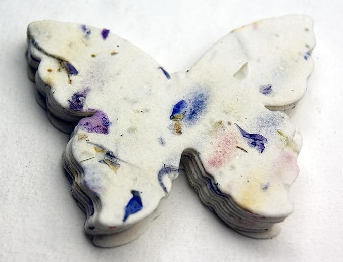 Of The Earth Handmade Paper - Wildflower Seed Paper Butterfly Shape - Large 3" - Set of 24 (45s Purple Recycled)