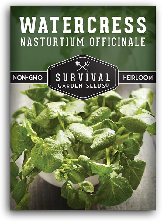 1 Pack Watercress Seed for Planting - Packet with Instructions to Grow Nasturtium officinale in Your Home Vegetable Garden - Non-GMO Heirloom Variety - Survival Garden Seeds