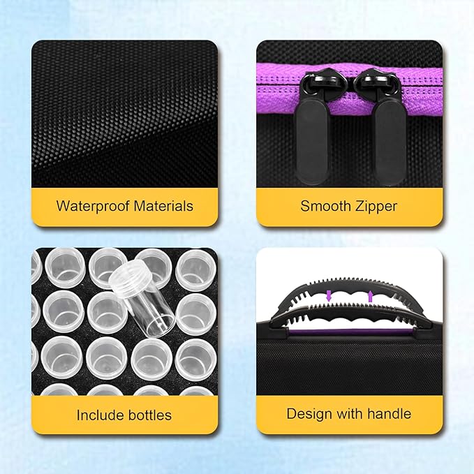 60 Slots Seed Storage Organizer with 10 Seed Envelopes, Portable Seed Storage Box with Label Stickers Zipper Bag,Seed Storage Container for Flower Plants Vegetable Garden(60 Jars)