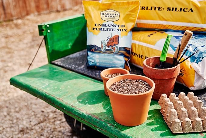 Enhanced Perlite Mix, Soil Amendment That Promotes Robust Growth with Diatomaceous Earth & Essential Nutrients for Plants, Transplanting, Garden Beds and Seedlings (12 QT)