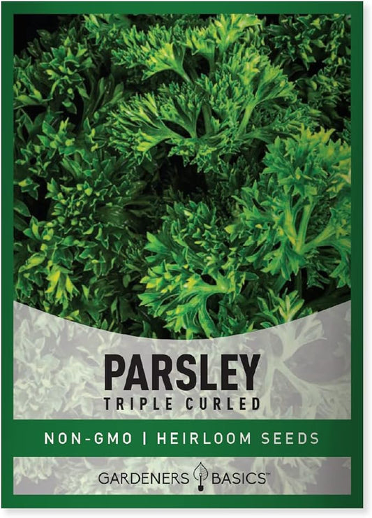 Gardeners Basics, Curled Parsley Seeds for Planting Indoors and Outdoors Heirloom, Open-Pollinated, Non-GMO Curly Herb Variety- Great for Home Gardens and More