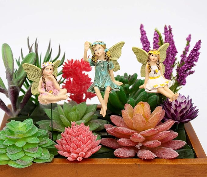 Fairy Garden Vintage Resin Fairy Figurines for Outdoor Garden Yard Lawn Supplies Home Decor Set of 6