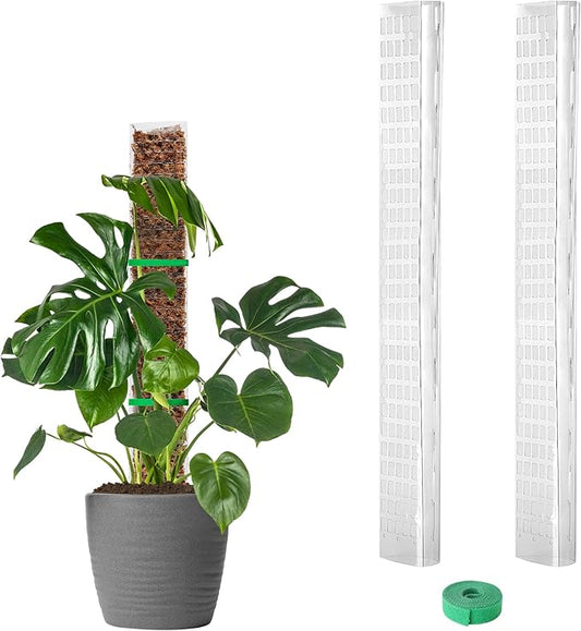 EOX 2 Pcs 24 Inch Plastic Moss Pole for Plants Monstera, Plant Poles for Climbing Plants, Plant Support for Indoor Plants Work with Sphagnum Moss, 45 Inch Moss Pole Set of 2, Garden Ties