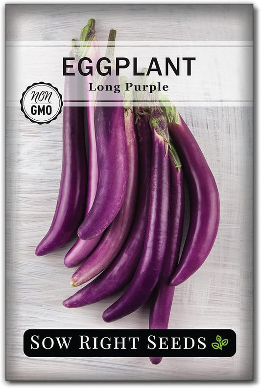 Sow Right Seeds - Long Purple Eggplant Seeds for Planting - Non-GMO Heirloom Packet with Instructions to Plant an Outdoor Home Vegetable Garden - Grow This Chinese Variety Indoors or Outdoors (1)
