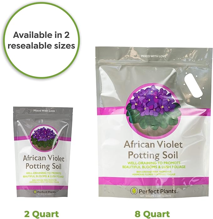 Perfect Plants African Violet Potting Soil 8qt. | Perfectly Crafted Organic Plant Mix for Potted Violets | Ready and Easy to Use Flowering Plant Substrate